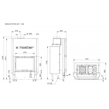 Каминная топка с подъемной дверкой на 11 кВт